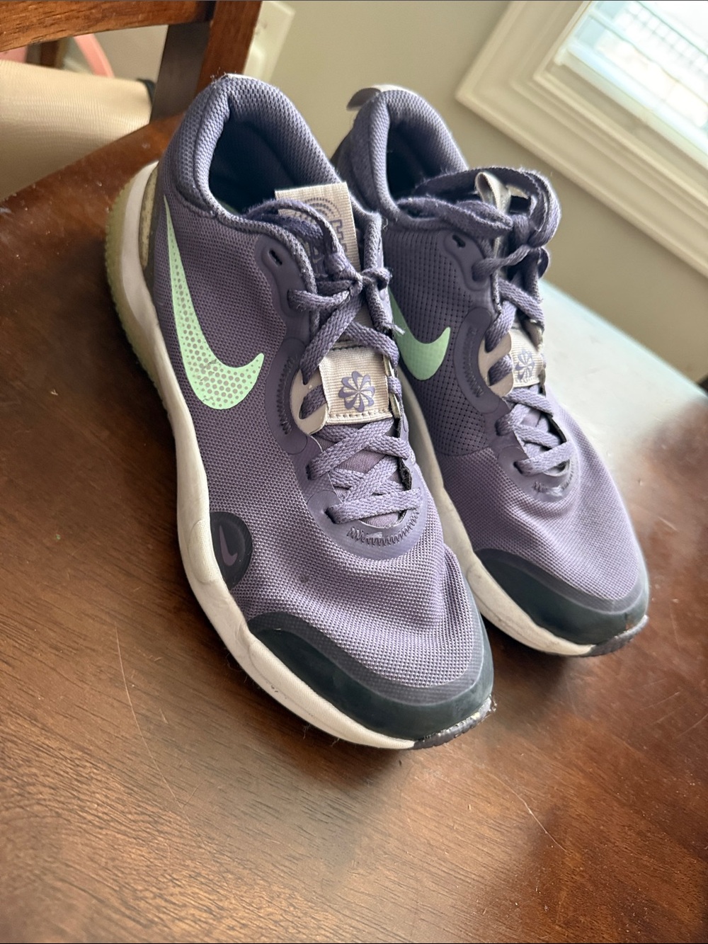 Nike Kids Purple Sneakers with Mint Swoosh